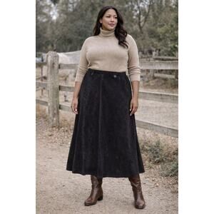 NWT Coldwater Creek Black Tab Detail Boot Plus Microfiber Maxi Skirt Women's 16